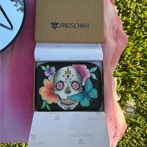 Anuschka Women's Hand Painted Genuine Leather Coin Pouch - Day of the Dead